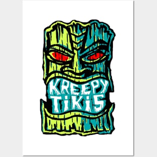 Kreepy Tikis Red Eye Logo with black bkg Posters and Art